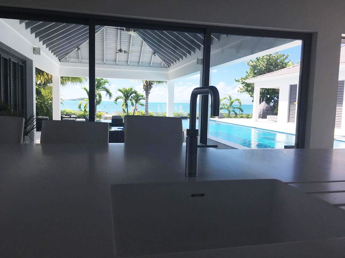 Corian solid formed sink and worktop in Antigua
